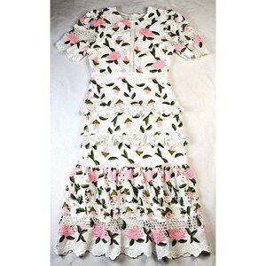 Just Me Womens Exquisite Floral Lace Midi Dress - Size M